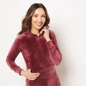Juicy Couture Velour Hoodie in Dusty Rose Brown